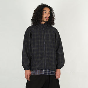 Polyester Ramie Check Jacket - Navy