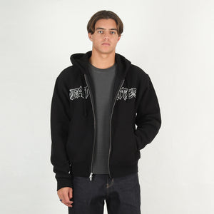 Script Zip Hooded Sweater - Black