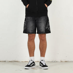 Moto Cotton Twill Shorts - Black