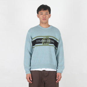 Striped Hibiscus Sweater - Dusty Blue