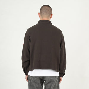 Cotton Gauze Short Shirt Jacket - Charcoal