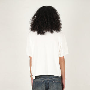 Honeycomb Fabric SS Crewneck - White