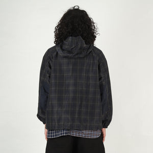 Polyester Ramie Check Jacket - Navy