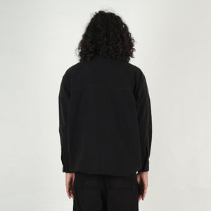 Brushed Cotton Design Big Shirt - Black