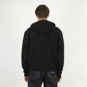 Script Zip Hooded Sweater - Black