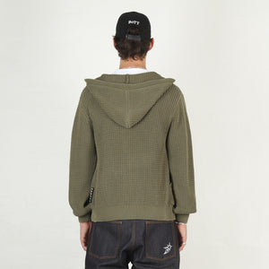 Knit Zip Hoodie - Olive