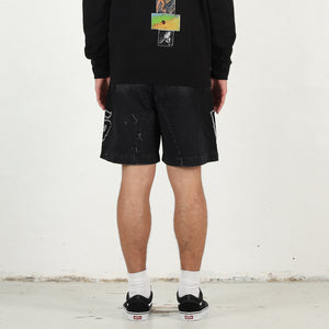 Moto Cotton Twill Shorts - Black
