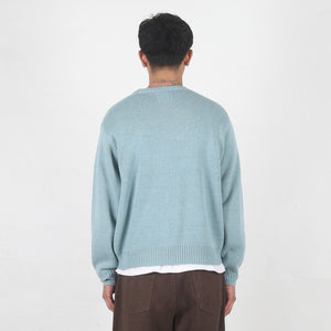 Striped Hibiscus Sweater - Dusty Blue