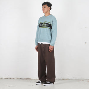 Striped Hibiscus Sweater - Dusty Blue