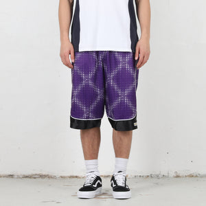 Cross Plaid Shorts - Purple/Black