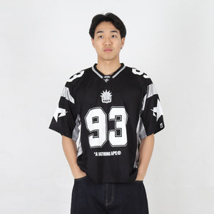 Solid Camo Jacquard Mesh Football Jersey - Black