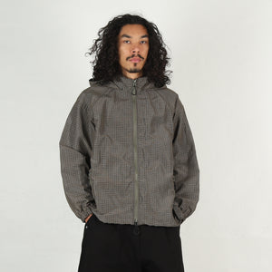 Polyester Ramie Check Jacket - Khaki