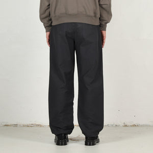 Washed Cotton One Tuck Pants - Charcoal