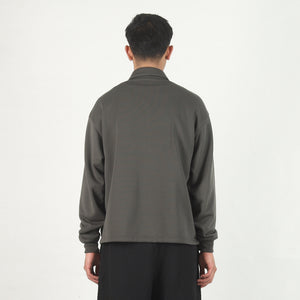 PE Jersey Collared Zip Up - Charcoal