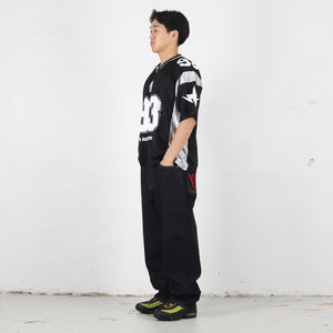 Solid Camo Jacquard Mesh Football Jersey - Black