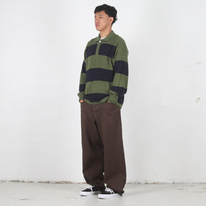 Pique Knit Stripe Rugby - Olive