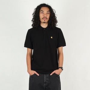 S/S Chase Pique Polo - Black / Gold