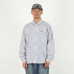 Milpitas Patchwork LS Shirt - Navy