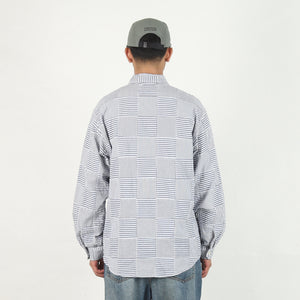 Milpitas Patchwork LS Shirt - Navy