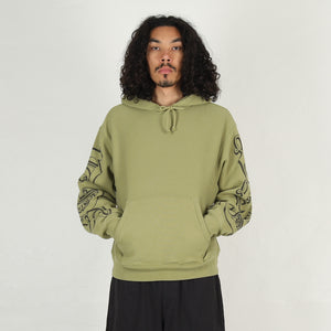 Motif Print Hood - Moss