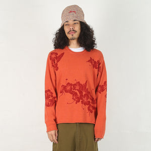 Floral Roll Neck Sweater - Rust
