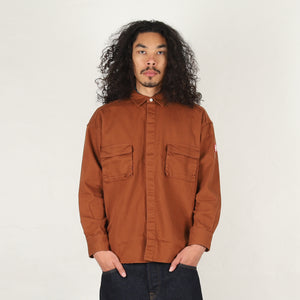 Cotton Twill Big Shirt - Brown