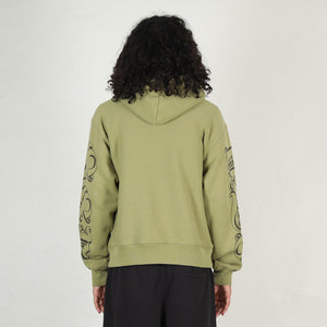 Motif Print Hood - Moss