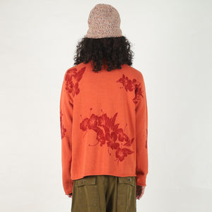 Floral Roll Neck Sweater - Rust