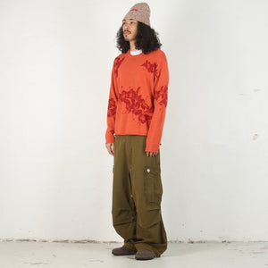 Floral Roll Neck Sweater - Rust