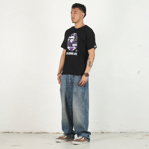 Glitch Woodland Camo Ape T-Shirt - Black