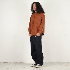 Cotton Twill Big Shirt - Brown