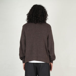 Loose Neck Cotton Rib Knit - Charcoal