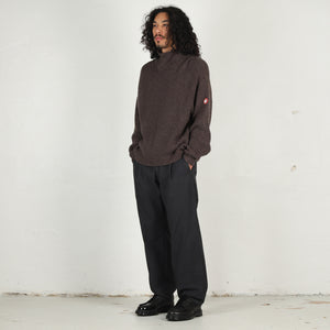 Loose Neck Cotton Rib Knit - Charcoal