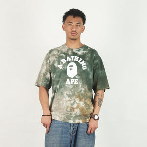 Tie Dye College Relaxed T-Shirt - Olive