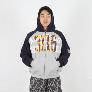 Jersey Raglan Zip YP Hoodie - Grey