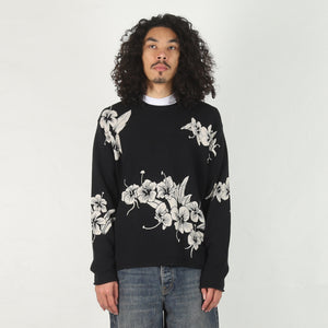 Floral Roll Neck Sweater - Black