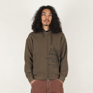 Dove Stamp Waffle Zip Hood - Army Olive