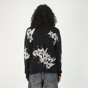 Floral Roll Neck Sweater - Black