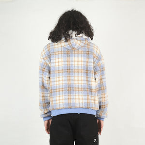 Plaid Fleece Jacket - Baby Blue