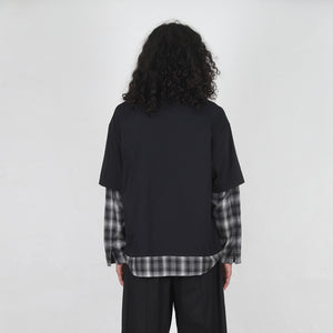 Cotton Jersey Ombre Check T-Shirt - Black