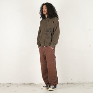 Dove Stamp Waffle Zip Hood - Army Olive