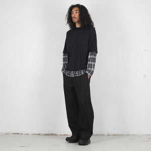 Cotton Jersey Ombre Check T-Shirt - Black