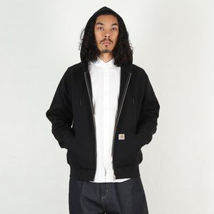 Hooded Square Label Jacket - Black