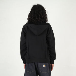 Hooded Square Label Jacket - Black