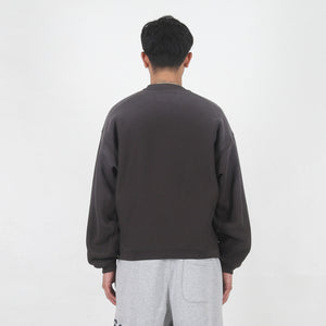 Sun Faded Oversized Crew - Black