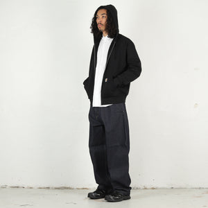 Hooded Square Label Jacket - Black