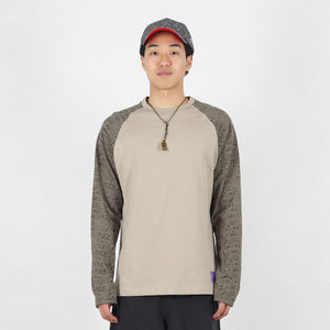 Bubble Print Raglan L/S T-Shirt - Brown