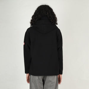 Attached Hood Fleece Zip Up - Black