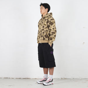 Color Camo Washed Cropped Zip Hoodie - Brown