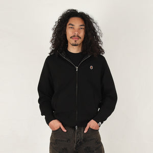 One Point Full Zip Hoodie - Black